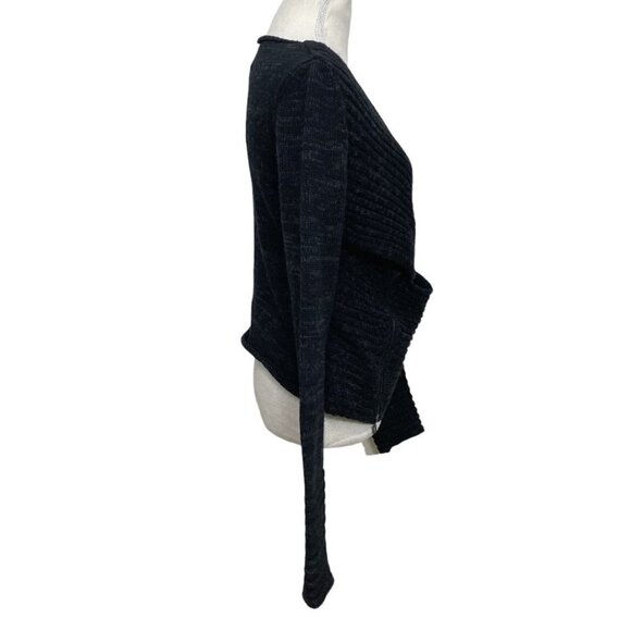 SARAH PACINI BLACK GREY GLITTER CRISS CROSS WOOL BLEND CROPPED SWEATER - OS - Picture 2 of 9